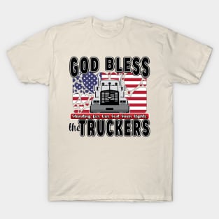 GOD BLESS THE TRUCKERS - FREEDOM CONVOY 2022 - BLACK LETTERS T-Shirt